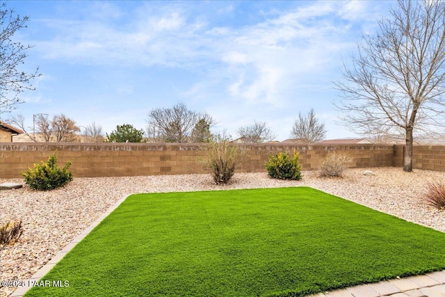 view of yard featuring a fenced backyard