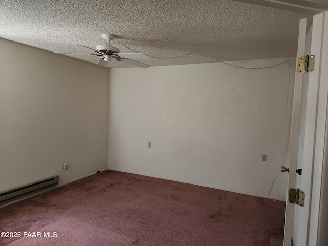 333 W Leroux St Unit F2, Prescott, AZ 86303 - unfurnished room featuring carpet flooring, a textured ceiling, a baseboard heating unit, and a ceiling fan