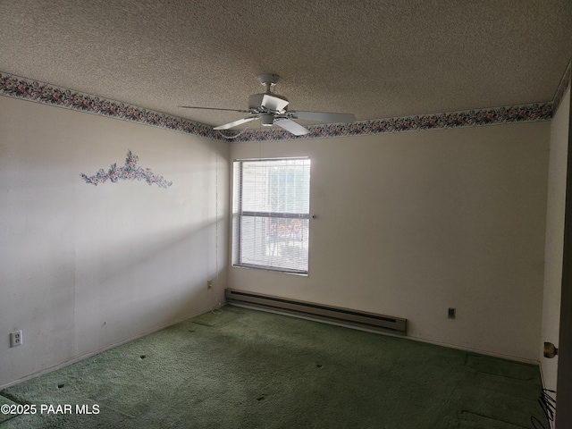 333 W Leroux St Unit F2, Prescott, AZ 86303 - carpeted spare room featuring baseboard heating, ceiling fan, and a textured ceiling