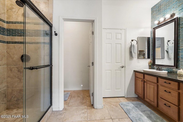 7218 E Night Watch Way, Prescott Valley, AZ 86314 - full bathroom with vanity, baseboards, and a stall shower