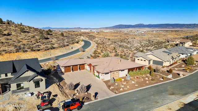 aerial view with a mountain view