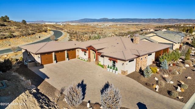 aerial view with a mountain view