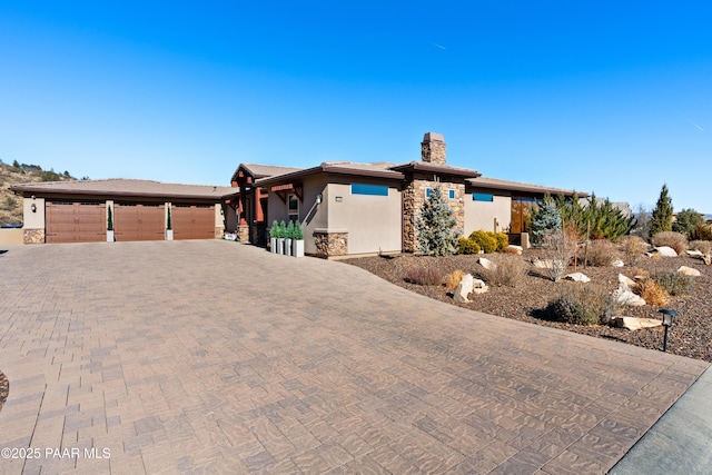 prairie-style house with a garage