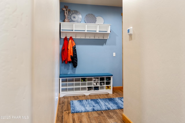 mudroom with hardwood / wood-style floors