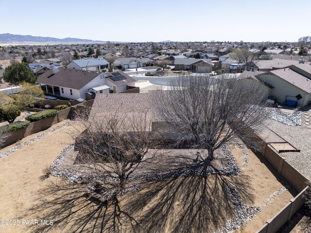 bird's eye view featuring a mountain view and a residential view