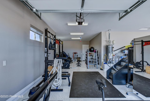 workout area with water heater