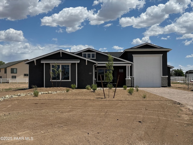 2485 Dillon Blvd, Chino Valley, AZ 86323 - craftsman-style house with a garage, fence, and dirt driveway