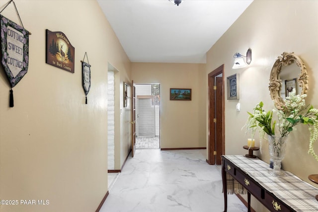 4937 S Deer Trl, Prescott, AZ 86303 - hallway featuring light marble finish floors and baseboards