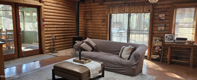 living room with wood finished floors