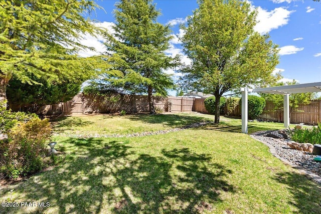 view of yard featuring a fenced backyard