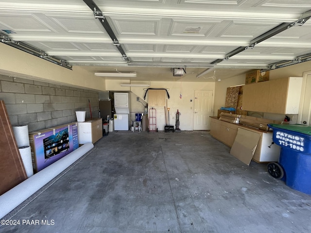 garage with a garage door opener