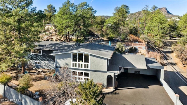 bird's eye view with a mountain view