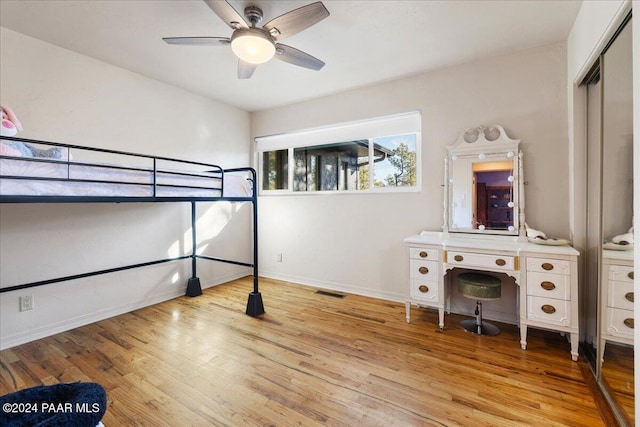 1568 W Thumb Butte Rd, Prescott, AZ 86305 - unfurnished bedroom with light wood finished floors and a ceiling fan