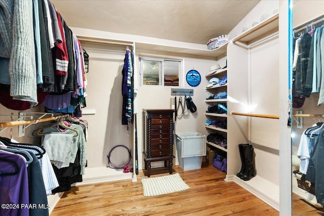 walk in closet featuring hardwood / wood-style floors