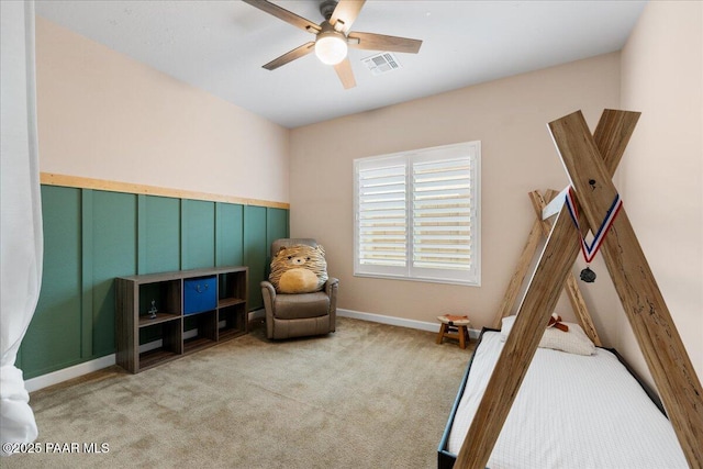 bedroom with carpet and ceiling fan