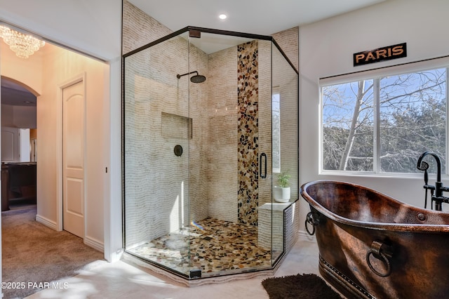 bathroom with independent shower and bath