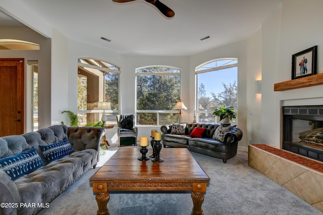 living room with carpet flooring