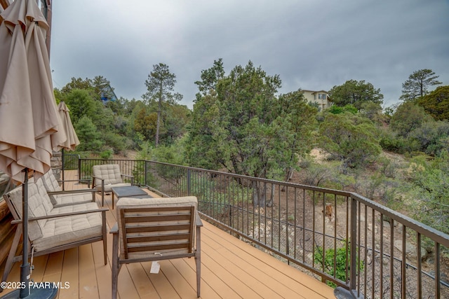 1070 Quiet Pines Ln, Prescott, AZ 86303 - wooden terrace with an outdoor living space