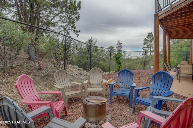 1070 Quiet Pines Ln, Prescott, AZ 86303 - view of patio featuring an outdoor fire pit