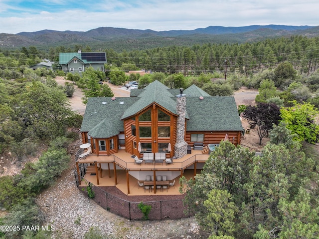 1070 Quiet Pines Ln, Prescott, AZ 86303 - aerial view of property and surrounding area with a forest and a mountain backdrop