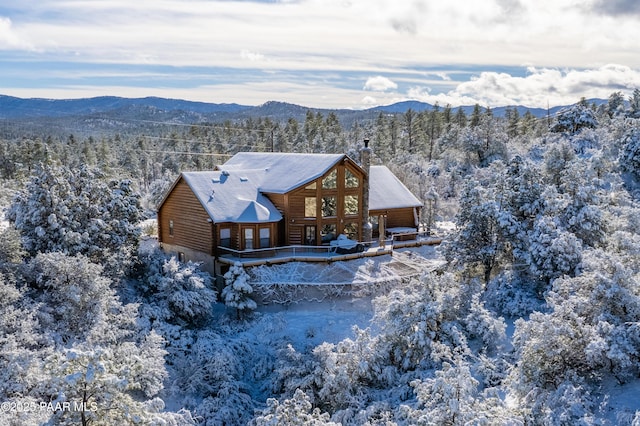 1070 Quiet Pines Ln, Prescott, AZ 86303 - snowy aerial view with a mountain view
