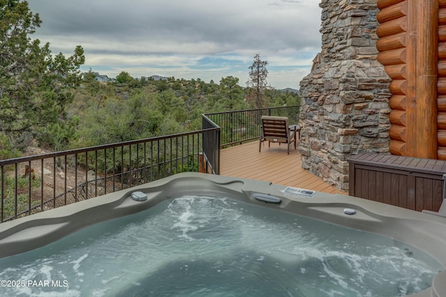 1070 Quiet Pines Ln, Prescott, AZ 86303 - wooden deck featuring a hot tub