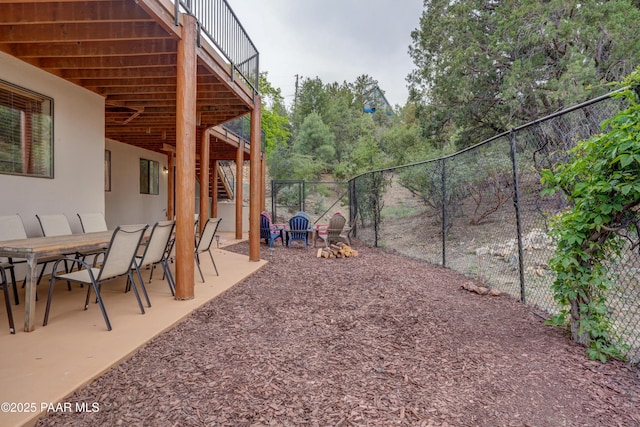 1070 Quiet Pines Ln, Prescott, AZ 86303 - view of yard with stairs, outdoor dining space, and a patio