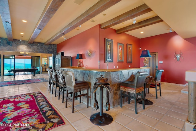 12390 E Triple T Ln, Prescott Valley, AZ 86315 - bar featuring beamed ceiling and light tile patterned floors