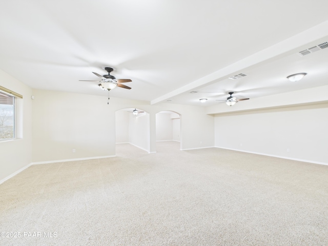 15606 E Sterling Spur Rd, Dewey-Humboldt, AZ 86327 - empty room featuring light colored carpet, ceiling fan, and visible vents