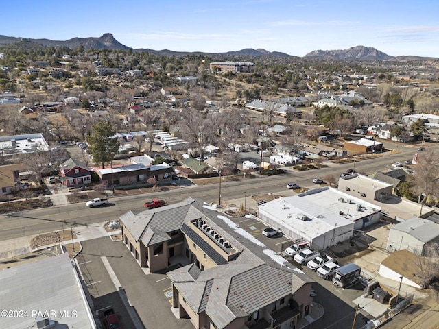 drone / aerial view with a mountain view