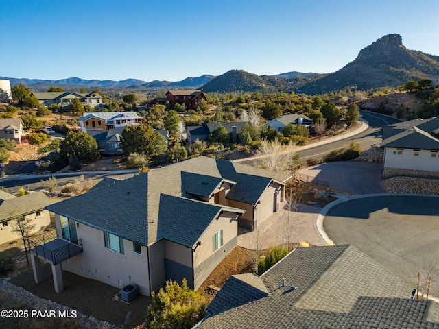 aerial view with a residential view and a mountain view