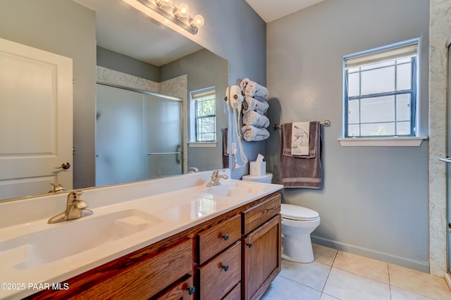 3096 Adobe Springs Dr, Prescott, AZ 86301 - full bathroom featuring double vanity, a shower stall, and tile patterned flooring