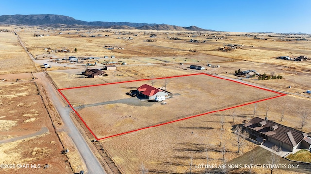 7889 E Dog Ranch Rd, Prescott Valley, AZ 86315 - view of rural area featuring property boundaries highlighted, a desert landscape, and a mountainous background