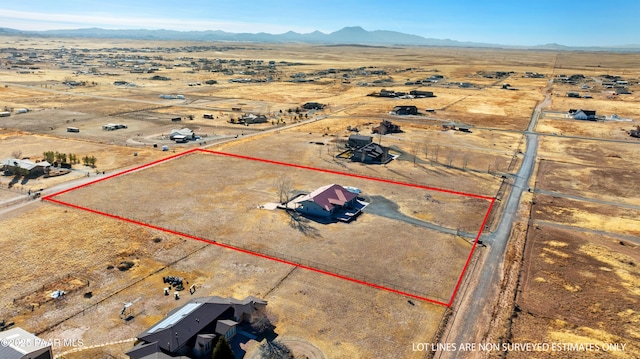 birds eye view of property featuring a mountain view