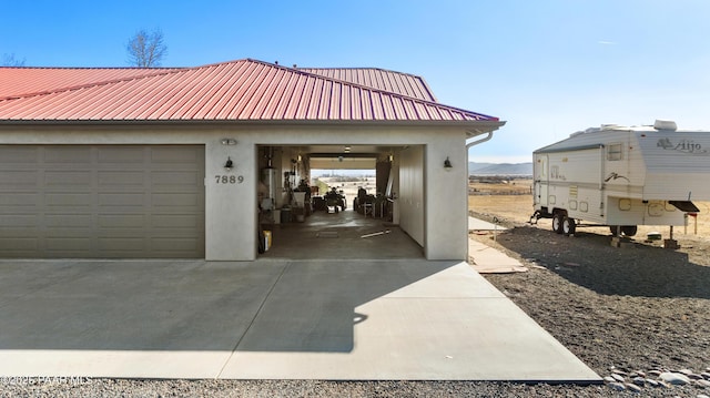 garage with a mountain view