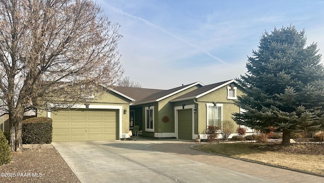 single story home with a garage