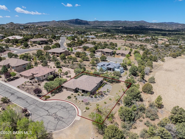 892 Canyon Breeze Ct, Prescott, AZ 86303 - birds eye view of property with a mountain view and a residential view