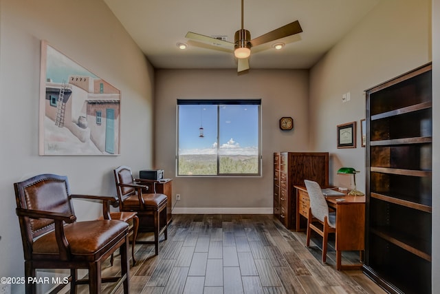 892 Canyon Breeze Ct, Prescott, AZ 86303 - interior space featuring dark wood-style flooring, a ceiling fan, and baseboards