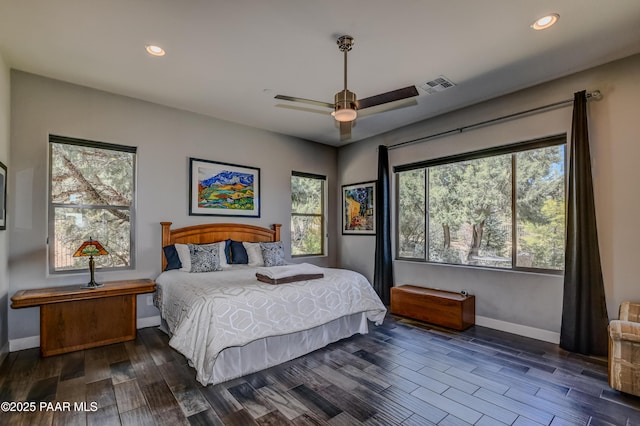 892 Canyon Breeze Ct, Prescott, AZ 86303 - bedroom with baseboards, a ceiling fan, recessed lighting, and wood finished floors