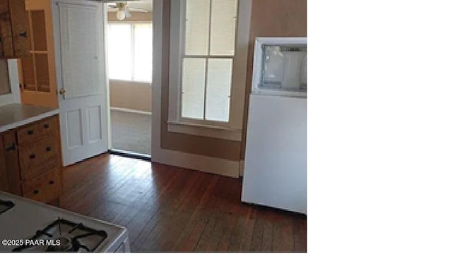 interior space with dark hardwood / wood-style flooring