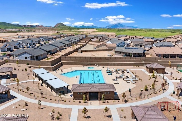 aerial view with a mountain view