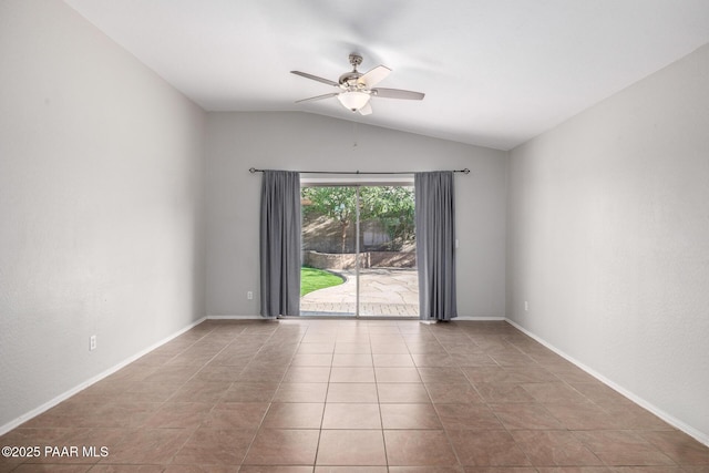 3713 W Nancy Ln, Phoenix, AZ 85041 - empty room featuring vaulted ceiling, ceiling fan, and tile patterned flooring