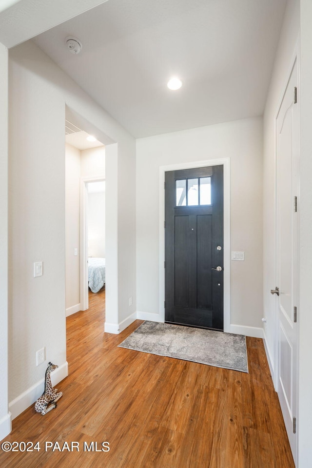 foyer entrance featuring hardwood / wood-style floors