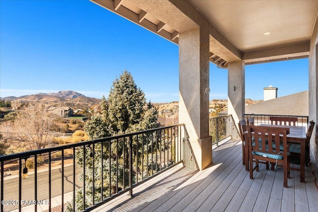 deck with a mountain view