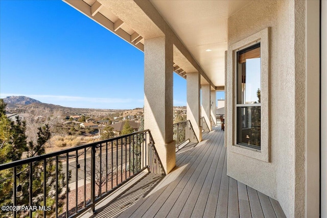 deck featuring a mountain view