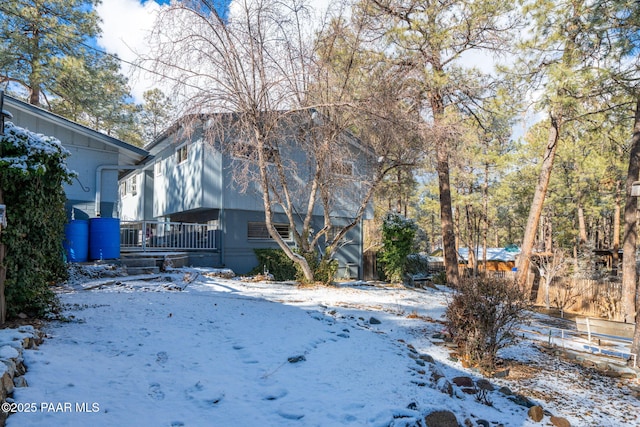 view of snow covered exterior