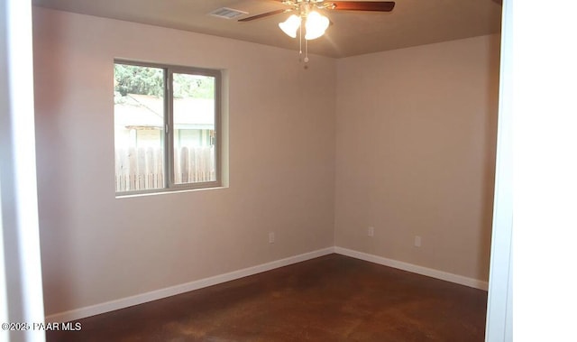 spare room featuring ceiling fan