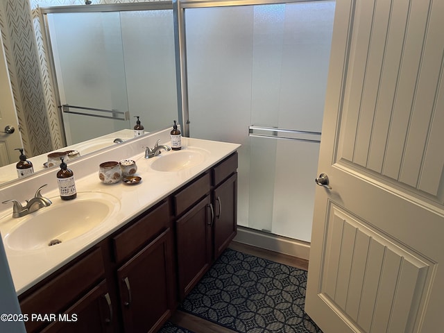 6175 Greer Ln, Prescott Valley, AZ 86314 - bathroom with a sink, a shower stall, and double vanity