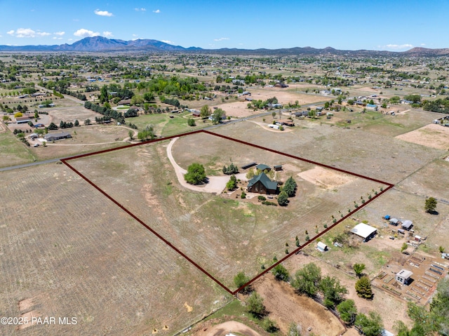 1740 W Bumblebee Rd, Chino Valley, AZ 86323 - overview of rural landscape with property parcel outlined and a mountainous background