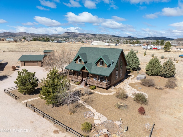 drone / aerial view with a mountain view